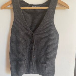 Brandy Melville Dark Gray wool Button-Front Knit Vest